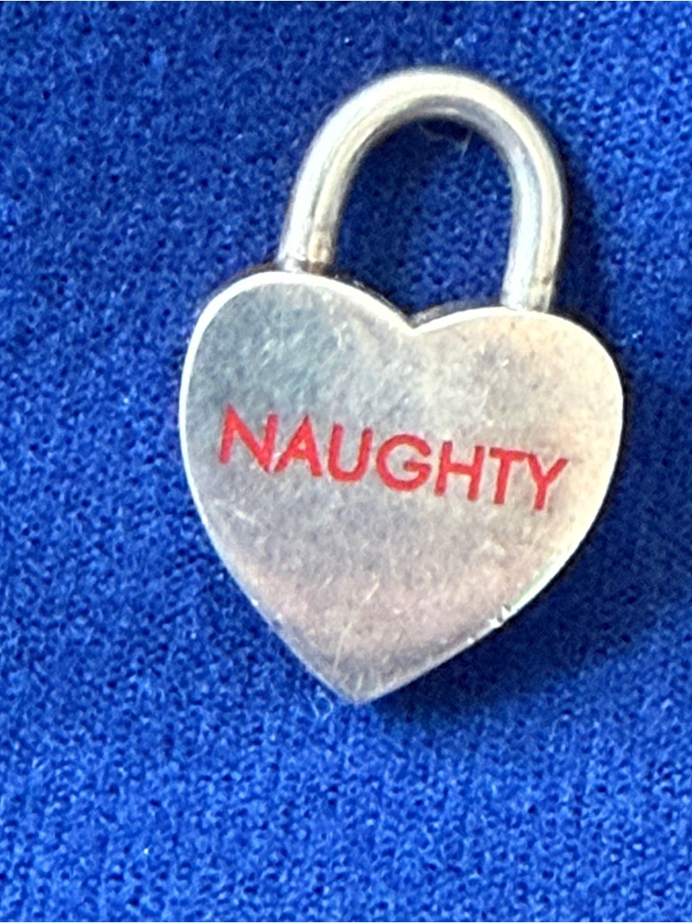 Tiffany sterling silver & enamel reversible Naughty Nice heart padlock charm
